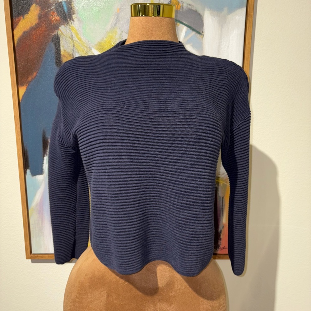 H&M Dark Blue Ribbed Knit Top